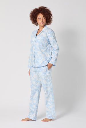 A lady wearing Blissful Bows Long Sleeve Classic Supersoft Cotton Poplin Pj Set