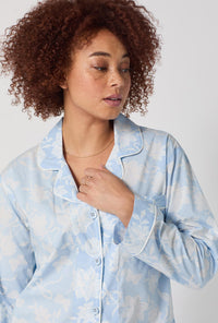 A lady wearing Blissful Bows Long Sleeve Classic Supersoft Cotton Poplin Pj Set