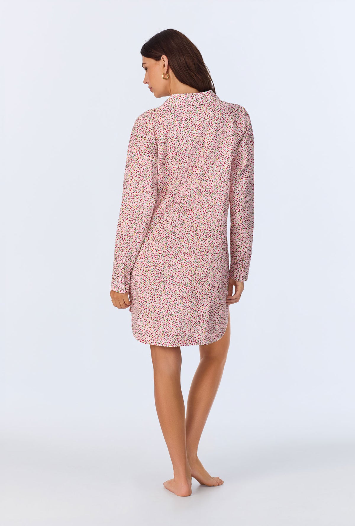 Willow Ditsy High Low Woven Cotton Poplin Boyfriend Shirt