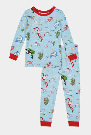 Jingle All The Wave Long Sleeve Stretch Jersey Kids Pj Set