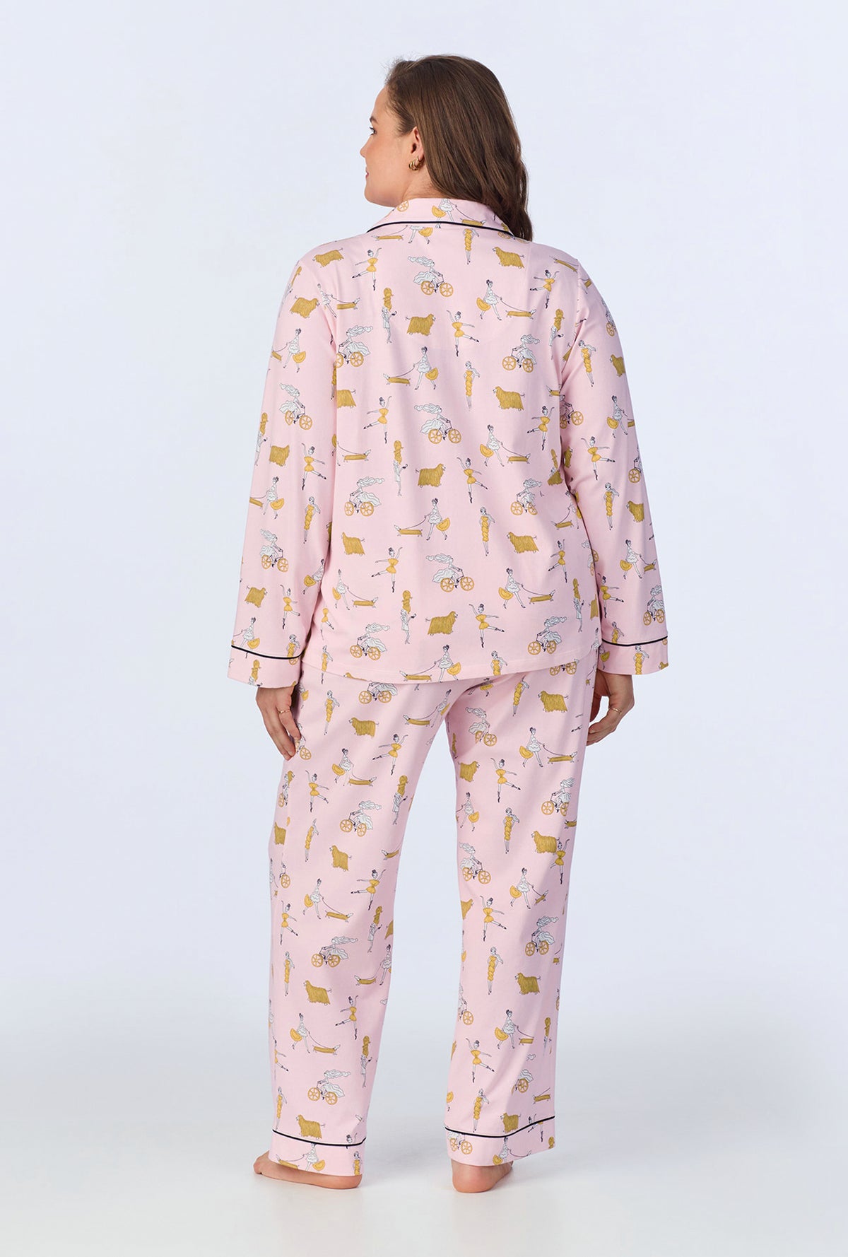 A lady wearing Say Yes To Pasta Long Sleeve Classic Stretch Jersey PJ Set