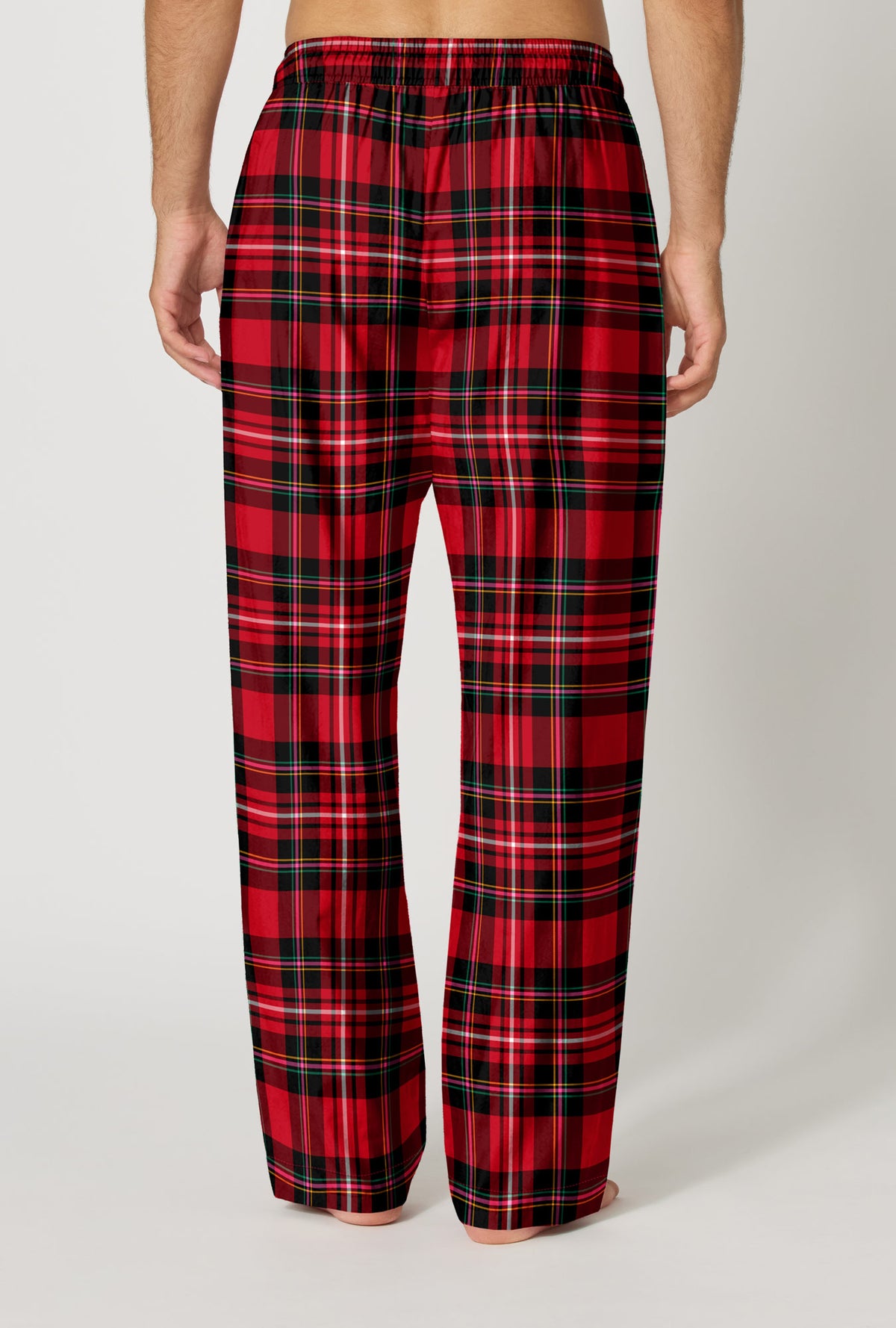 A Man wearing Fireside Plaid Men's Woven Portuguese Flannel Pj Pant back view