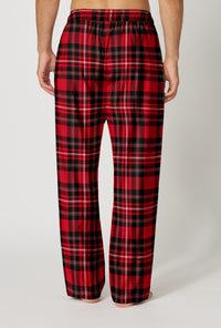 A Man wearing Fireside Plaid Men's Woven Portuguese Flannel Pj Pant back view