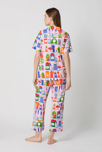 A lady wearing In The Kitchen Short Sleeve Classic Stretch Jersey Cropped Pj Set