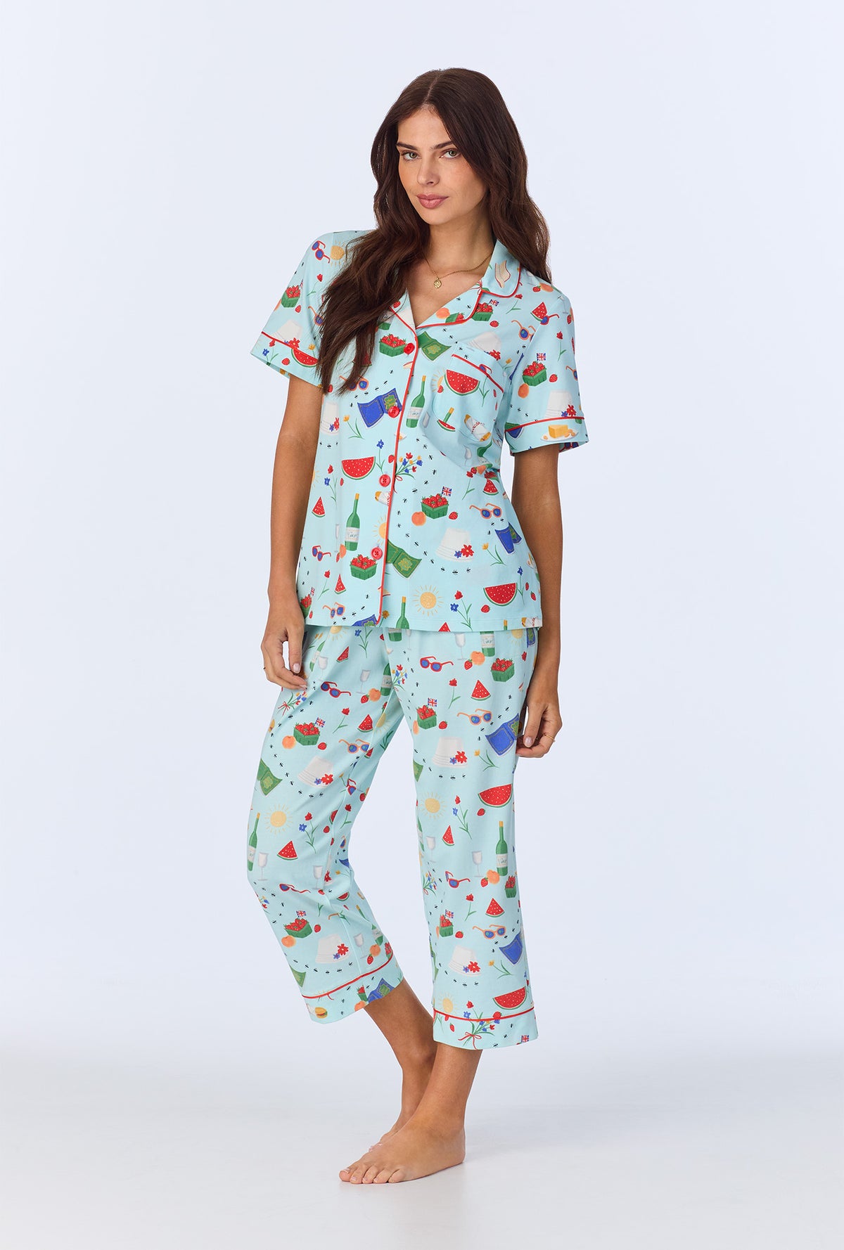 Garden Grazing  Short Sleeve Classic Stretch Jersey Cropped PJ Set