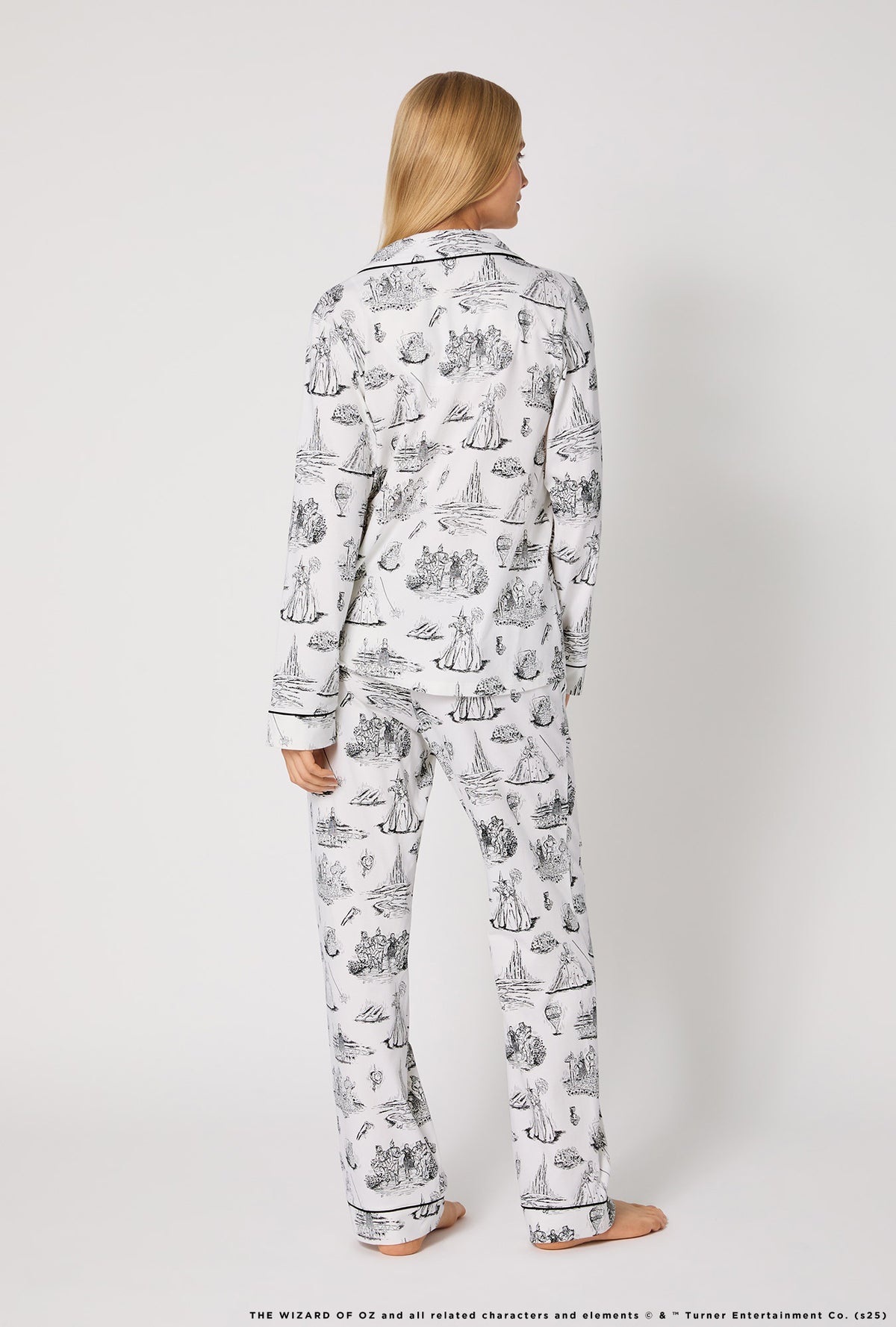 A lady wearing Wizard Of Oz Long Sleeve Classic Stretch Jersey Pj Set