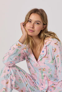 A lady wearing New York, New York Long Sleeve Classic Stretch Jersey Pj Set
