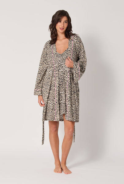 Wild Thing Banded Collar Stretch Jersey Robe - Bedhead Pajamas