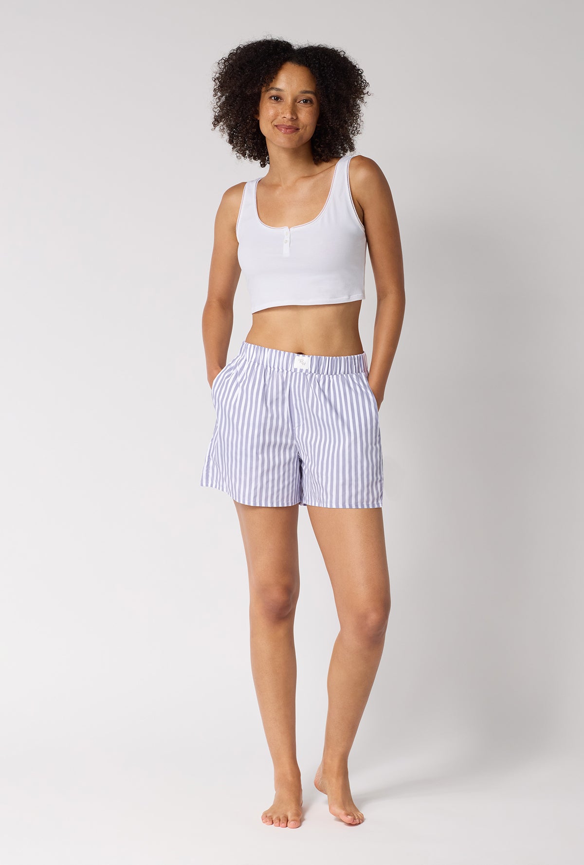 Blue Signature Stripe Cotton Sateen Boxer Short