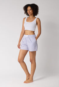 Blue Signature Stripe Cotton Sateen Boxer Short