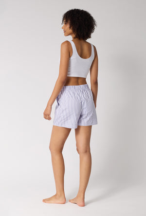 Blue Signature Stripe Cotton Sateen Boxer Short