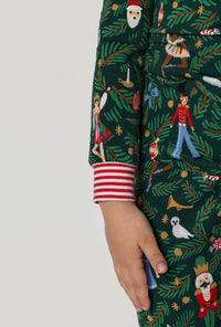 A Girl wearing Rifle Paper Co. x BedHead PJs Nutcracker Long Sleeve Stretch Jersey Kids Pj Set closer look