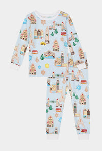 Gingerbread City Long Sleeve Stretch Jersey Kids Pj Set