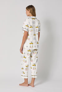 A lady wearing Fashion Week Short Sleeve Classic Stretch Jersey Cropped Pj Set