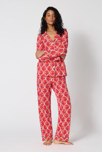 A Lady Wearing Monkeying Around Long Sleeve Classic Stretch Jersey Pj Set