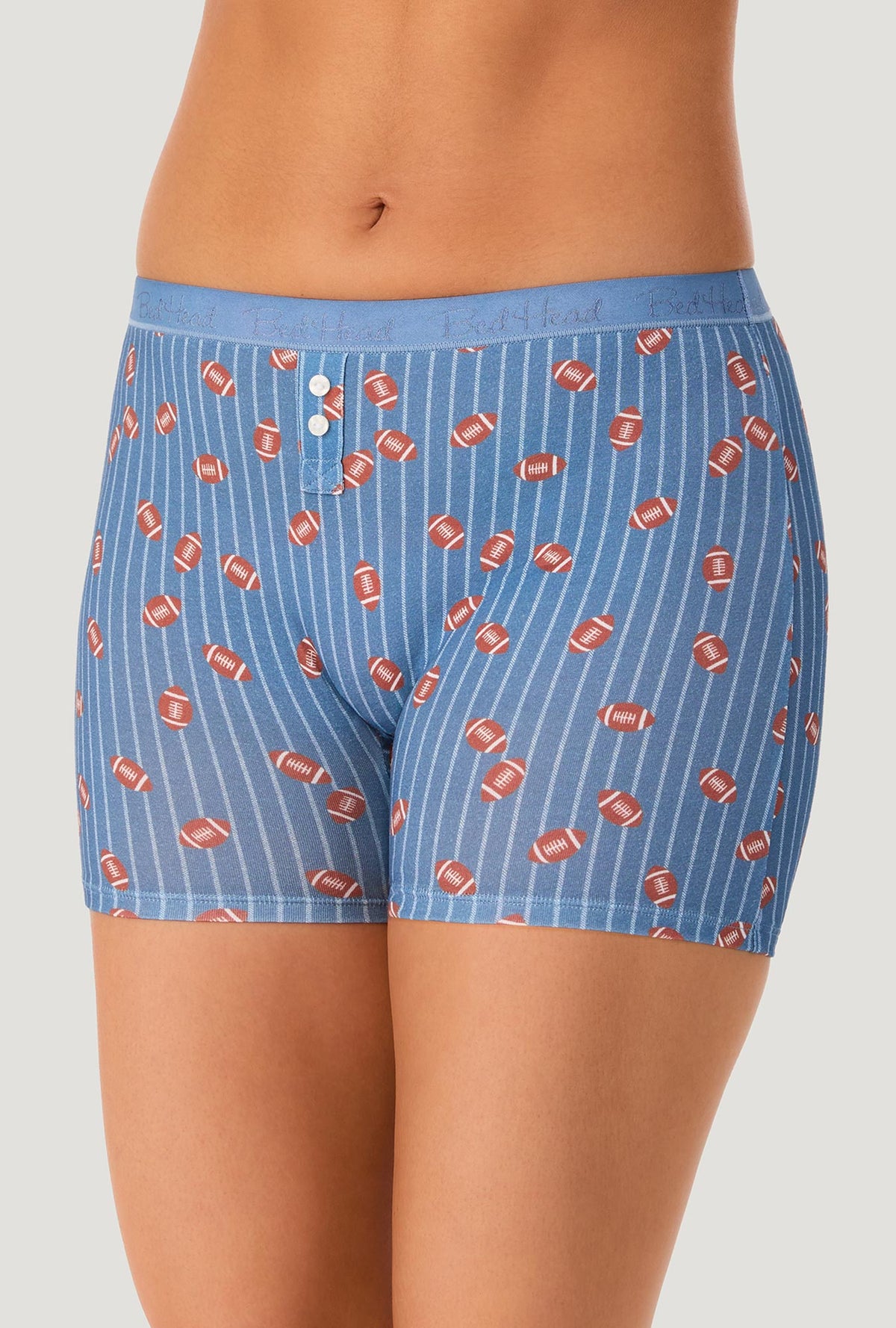 A lady wearing Game On Stretch Jersey Boxer Short Underwear