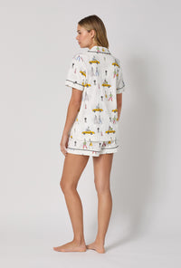 A lady wearing Fashion Week Short Sleeve Classic Shorty Stretch Jersey Pj Set