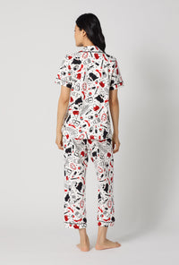 A lady wearing Devil Wears Prada Short Sleeve Classic Stretch Jersey Cropped Pj Set back view