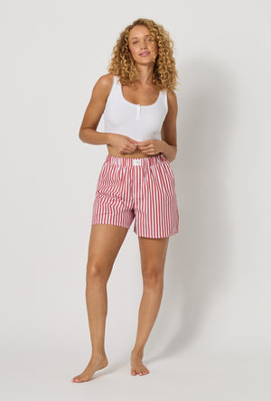 Red Signature Stripe Cotton Sateen Boxer Short