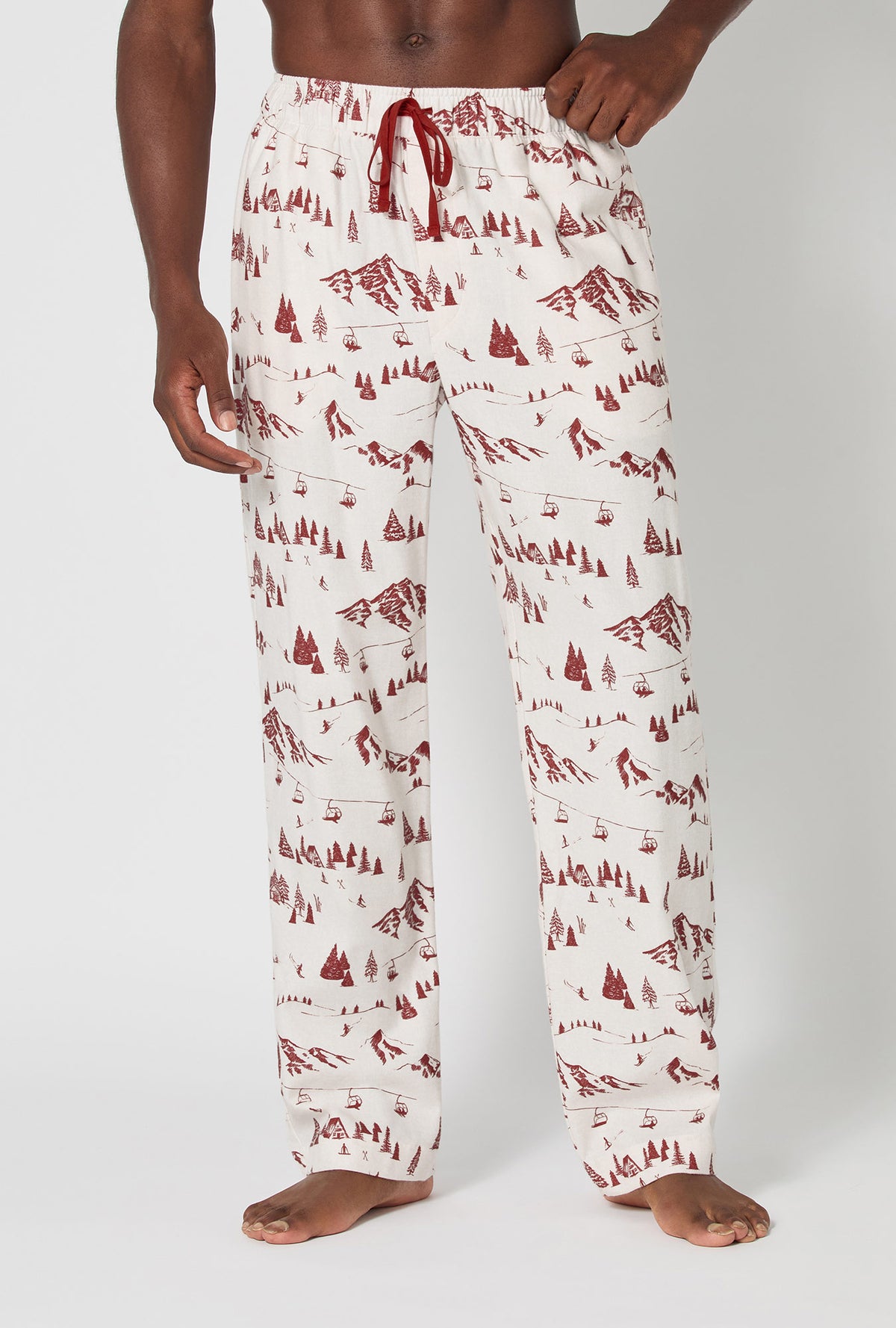 A man wearing Alpine Toile Men&#39;s Woven Portuguese Flannel PJ Pant