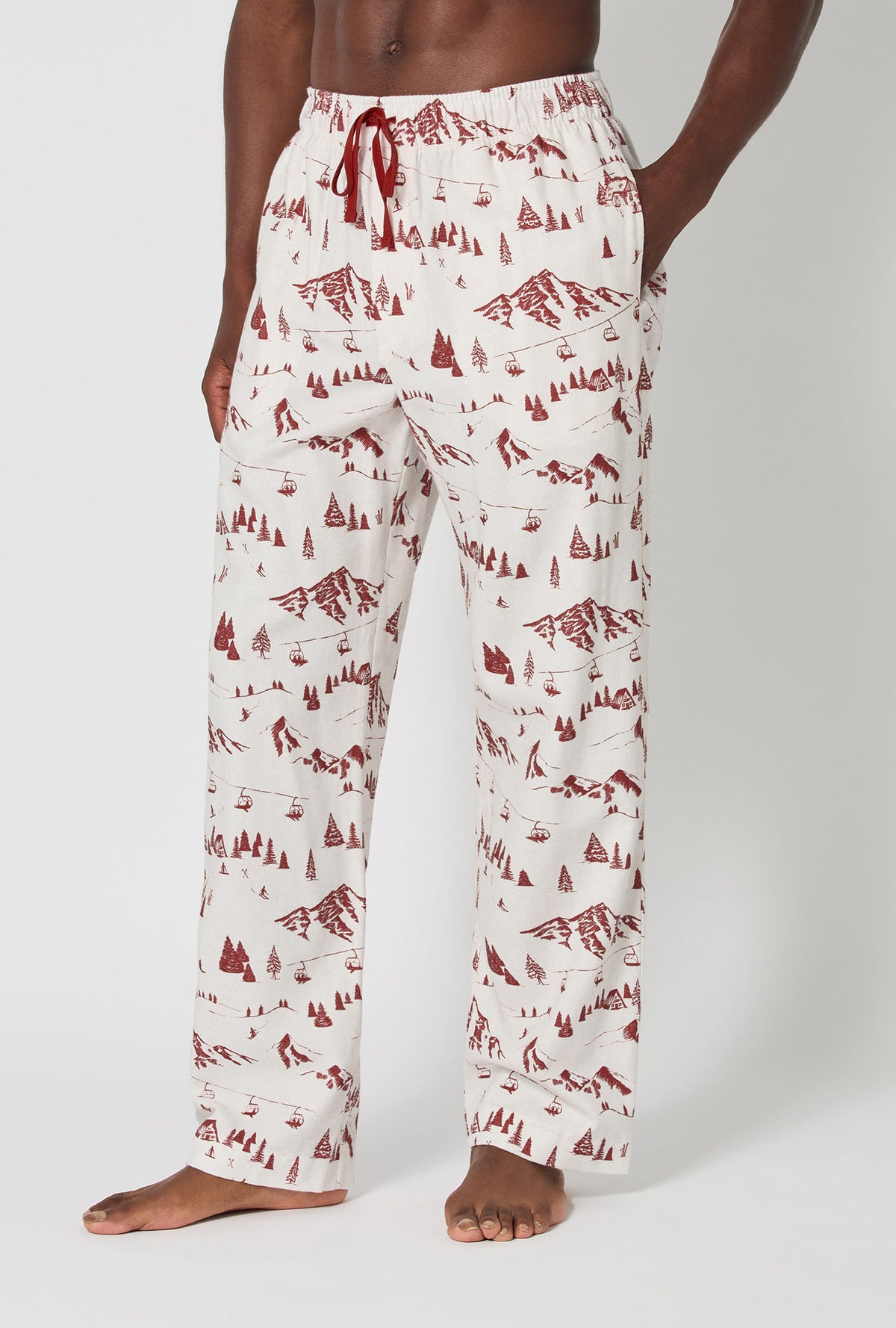 A man wearing Alpine Toile Men&#39;s Woven Portuguese Flannel PJ Pant