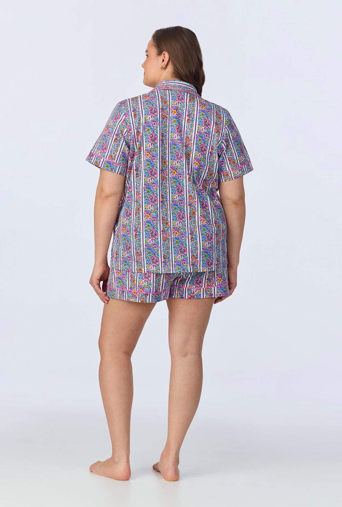 A lady wearing Bel Fiore Short Sleeve Classic Shorty Stretch Jersey PJ Set