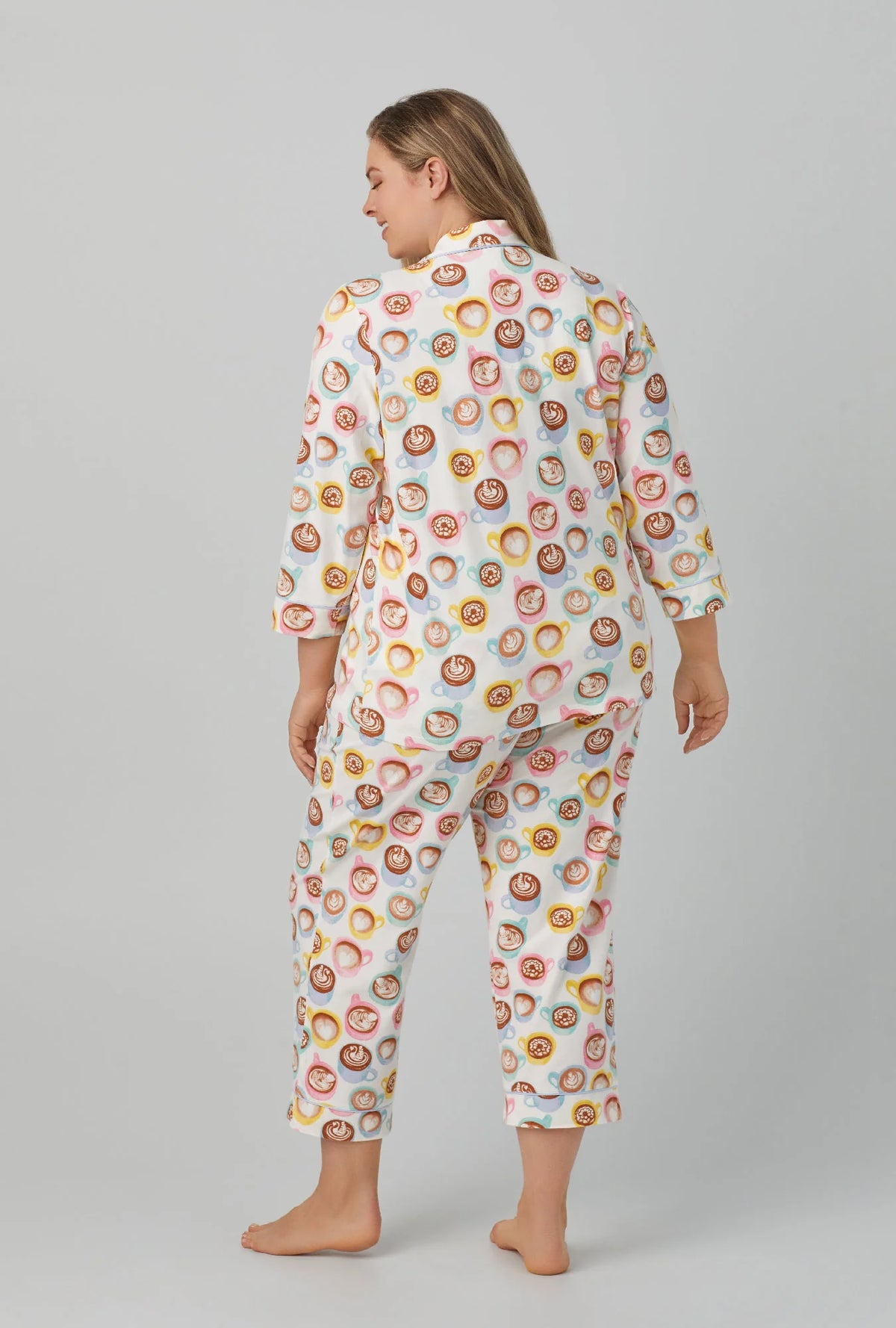 Lots of Latte 3/4 Sleeve Classic Stretch Jersey Cropped PJ Set