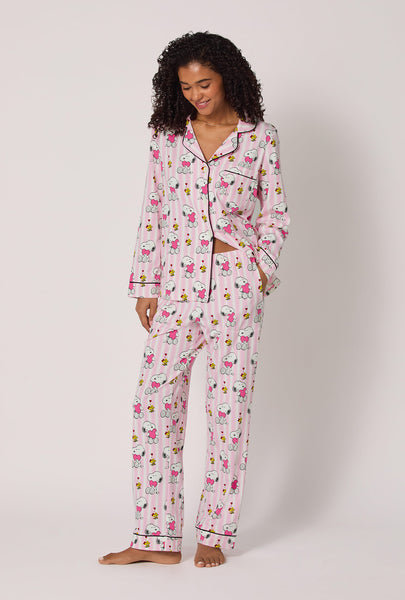 Snoopy's Valentine Long Sleeve Classic Stretch Jersey Pj Set