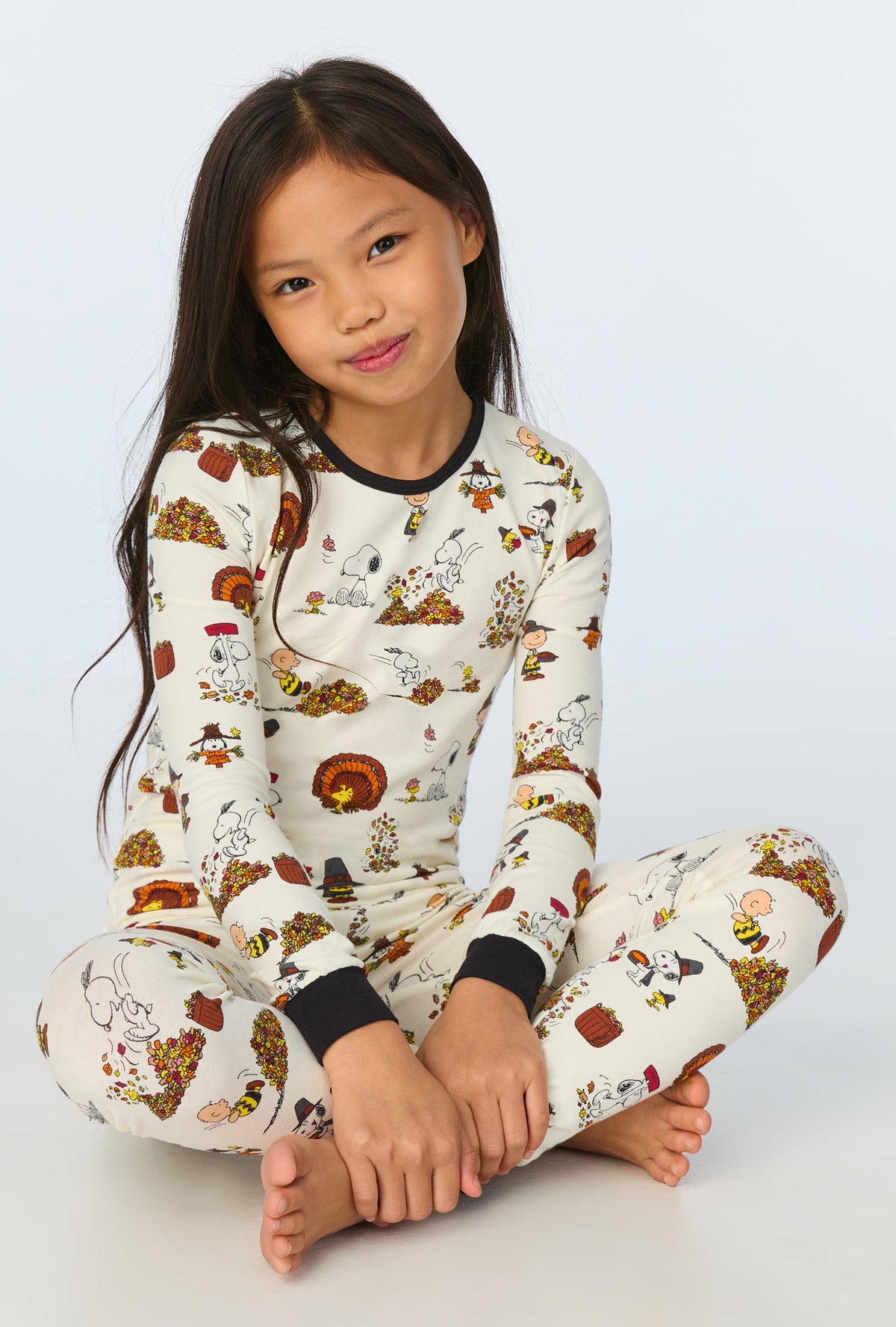 Snoopy Gives Thanks Long Sleeve Stretch Jersey Kids PJ Set