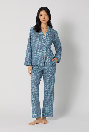 A lady wearing Sebastian Long Sleeve Classic Woven Tana Lawn® Pj Set Made With Liberty Fabrics looking front