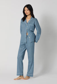 A lady wearing Sebastian Long Sleeve Classic Woven Tana Lawn® Pj Set Made With Liberty Fabrics looking side
