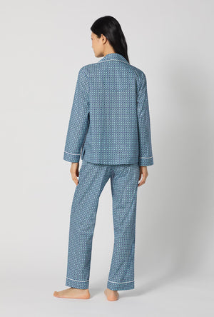 A lady wearing Sebastian Long Sleeve Classic Woven Tana Lawn® Pj Set Made With Liberty Fabrics back view