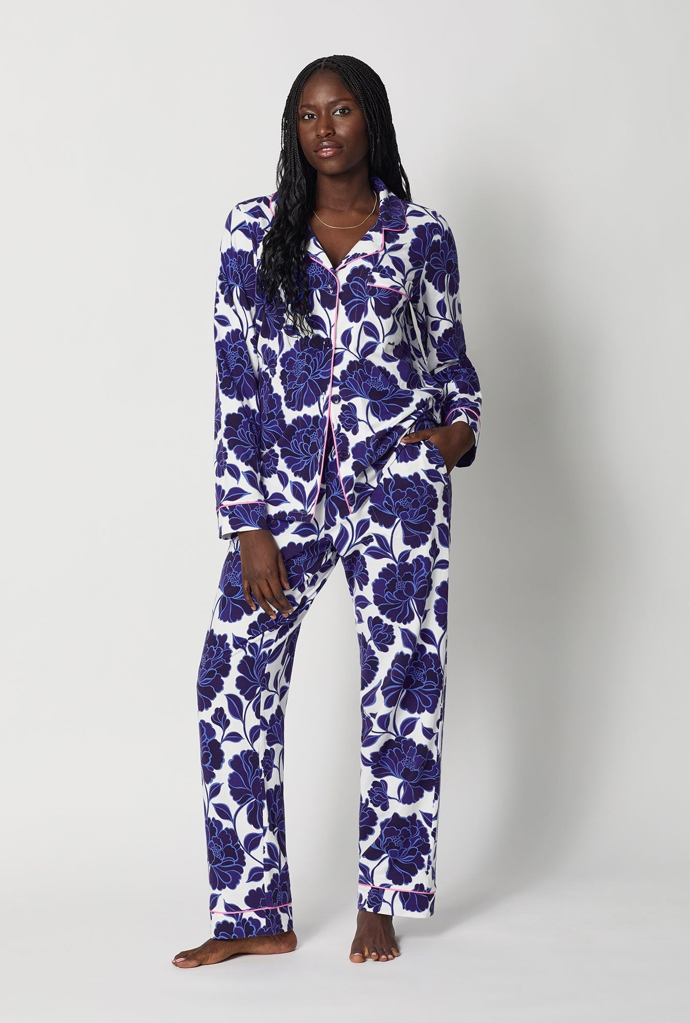 Angelina Floral Long Sleeve Classic Stretch Jersey Pj Set