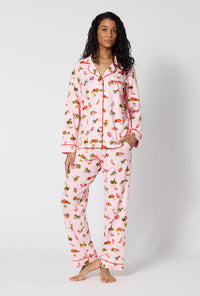 A lady wearing Farm Fresh Long Sleeve Classic Stretch Jersey Pj Set looking front