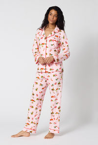 A lady wearing Farm Fresh Long Sleeve Classic Stretch Jersey Pj Set