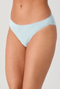 A lady wearing Bedhead Blue Stretch Jersey Bikini Underwear