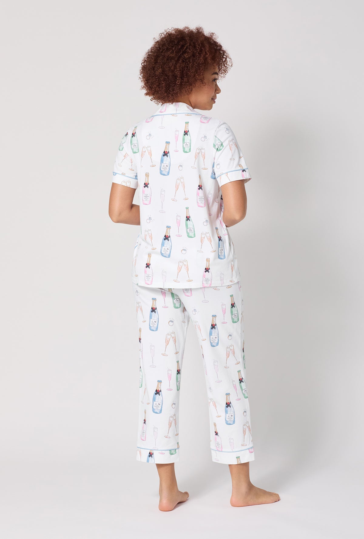 Champagne Wedding Short Sleeve Classic Stretch Jersey Cropped PJ Set