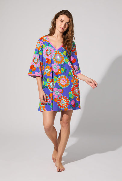 BedHead X Trina Turk Tokyo Floral 3/4 Sleeve Stretch Jersey Caftan