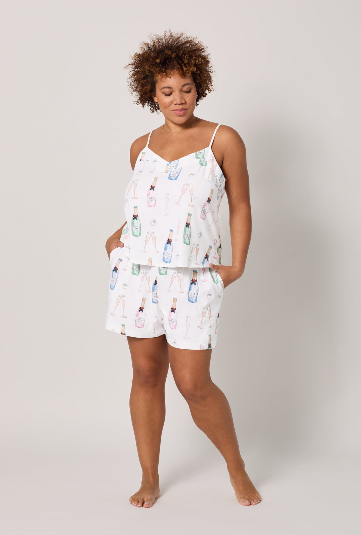 Champagne Wedding Cami Stretch Jersey Shorty PJ Set