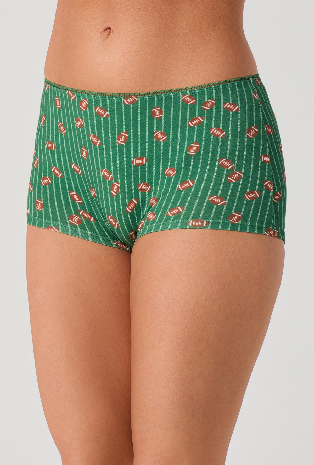 A lady wearing Game on Stretch Jersey Boyshort Underwear