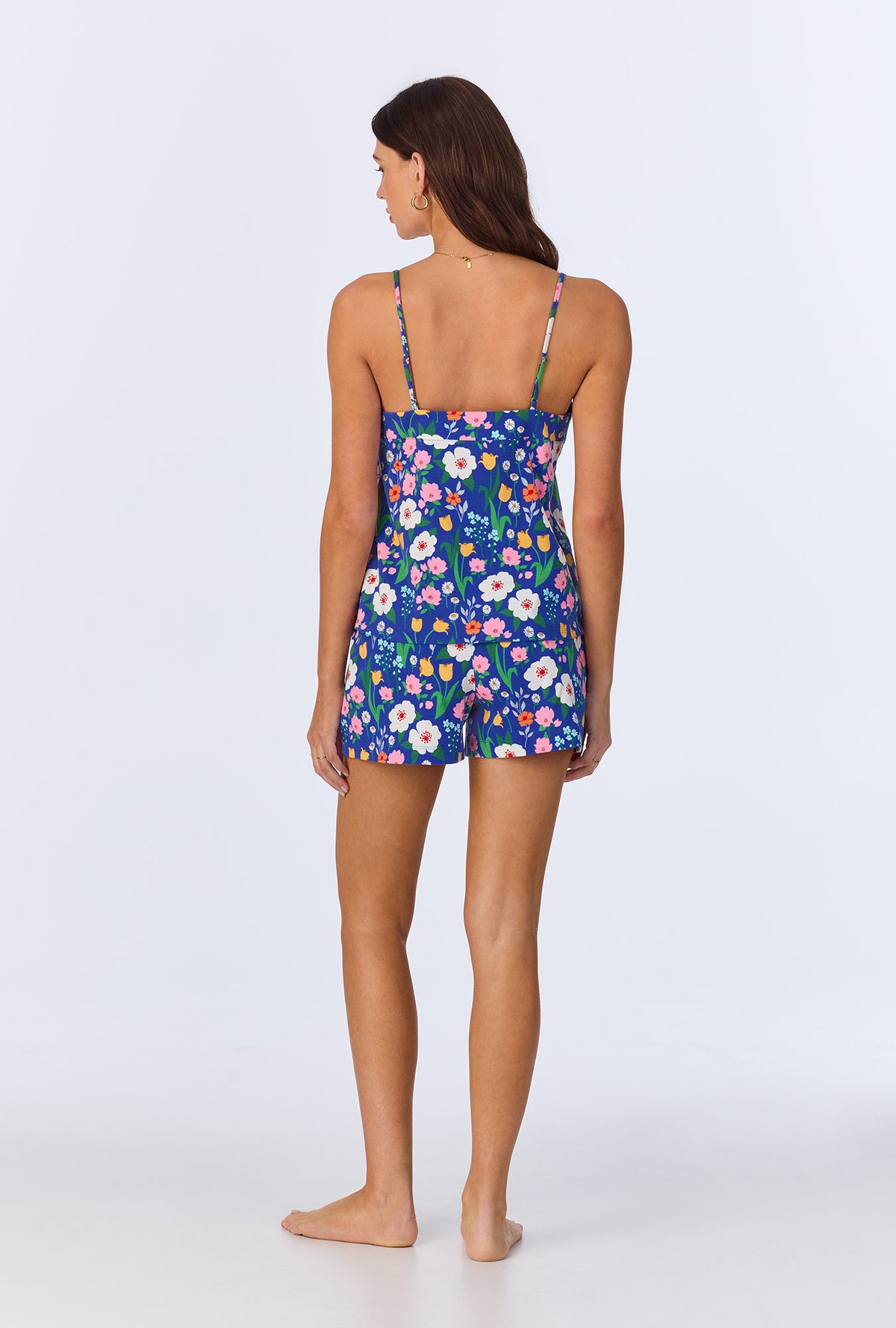 A lady wearing Flower Market  Cami Stretch Jersey Shorty PJ set