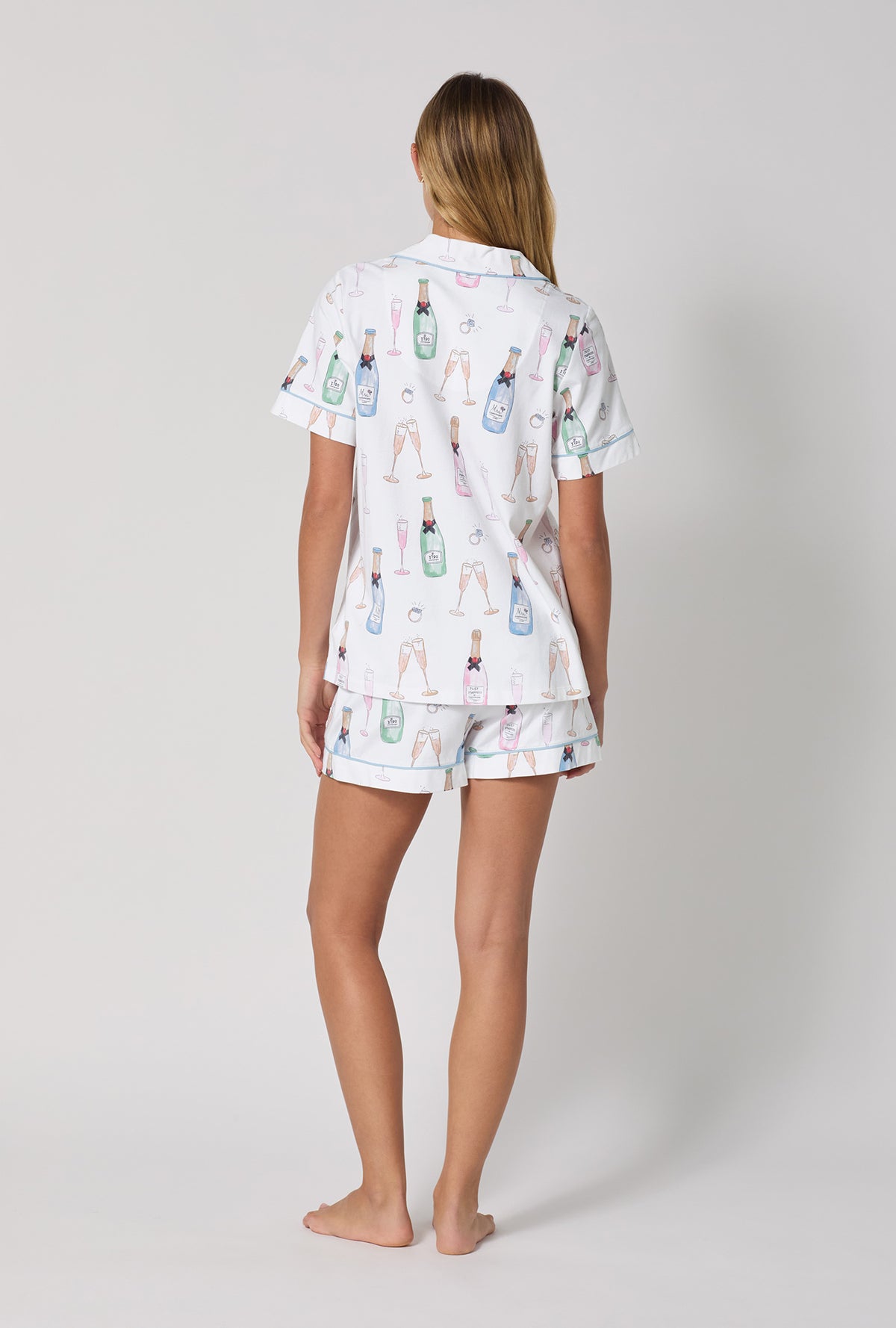 Champagne Wedding Short Sleeve Classic Shorty Stretch Jersey PJ Set