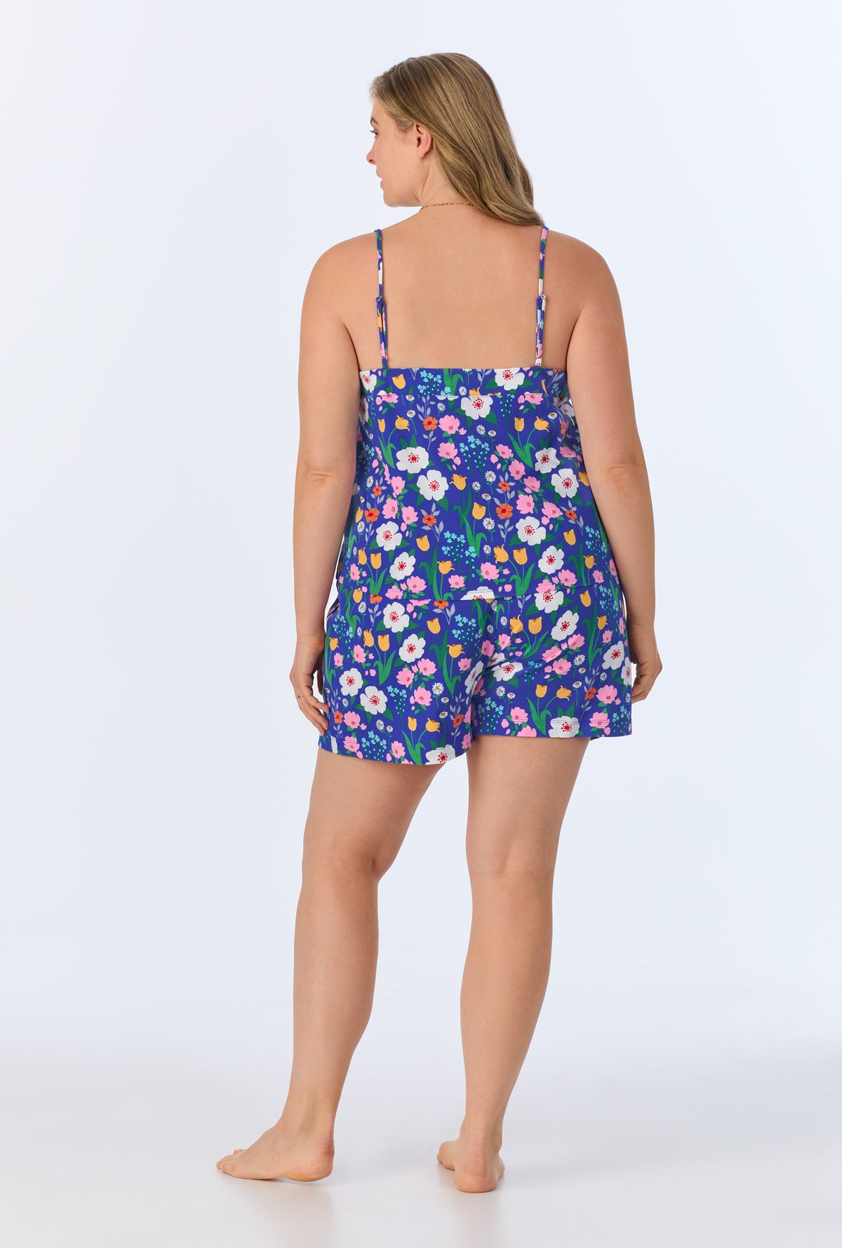 A lady wearing Flower Market  Cami Stretch Jersey Shorty PJ set