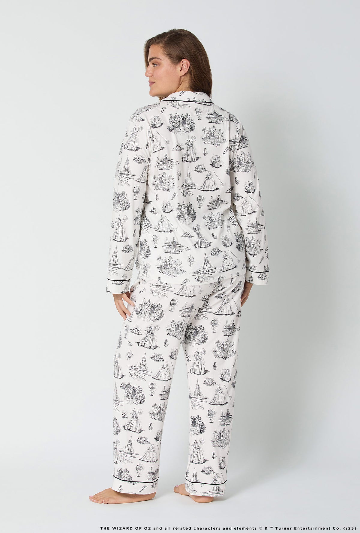 A lady wearing Wizard Of Oz Long Sleeve Classic Stretch Jersey Pj Set