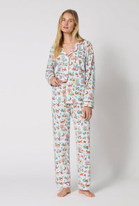 A lady wearing Woodland Wonder Long Sleeve Classic Stretch Jersey Pj Set looking front
