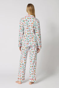 A lady wearing Woodland Wonder Long Sleeve Classic Stretch Jersey Pj Set back view