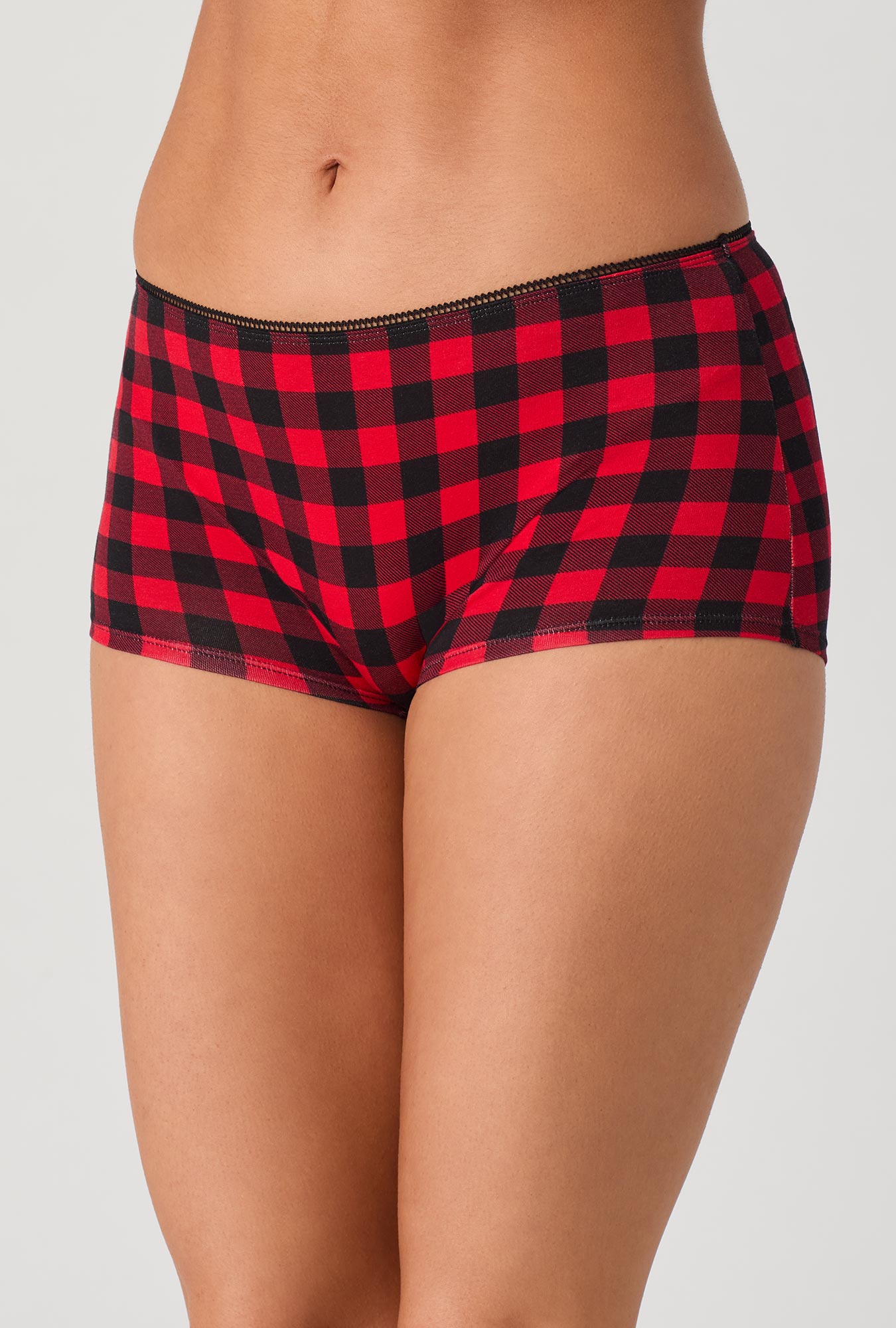 Buffalo Plaid Stretch Jersey Boyshort Underwear - S