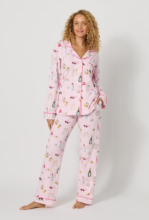 Let's Do Brunch Long Sleeve Classic Stretch Jersey PJ Set