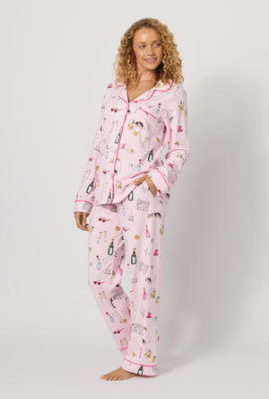 Let's Do Brunch Long Sleeve Classic Stretch Jersey PJ Set