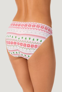 A lady wearing Winter Fairisle Stretch Jersey Bikini Underwear back view